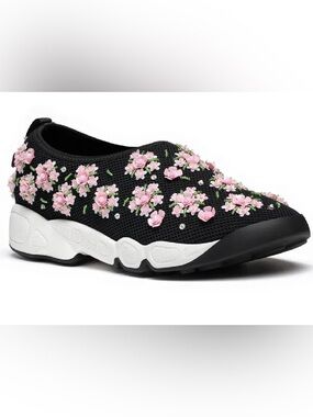 2016 Dior Fusion Floral Crystal Embellished Sneakers Pink Flowers Size 38/8